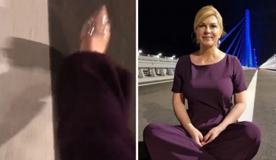 Ish-presidentja del natën në urën e re në Kroaci, e bën një video dhe ulet në asfalt