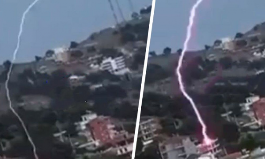 E frikshme, momenti kur rrufeja godet pallatin në Sarandë