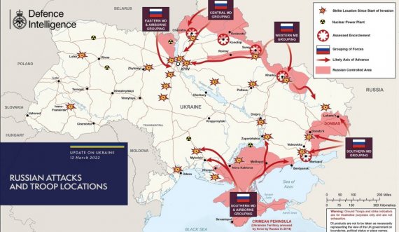 Britania publikon një hartë të re të sulmeve ruse në Ukrainë