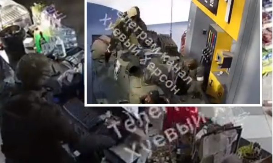 Ushtarët rusë plaçkitin një pompë të benzinës në Ukrainë