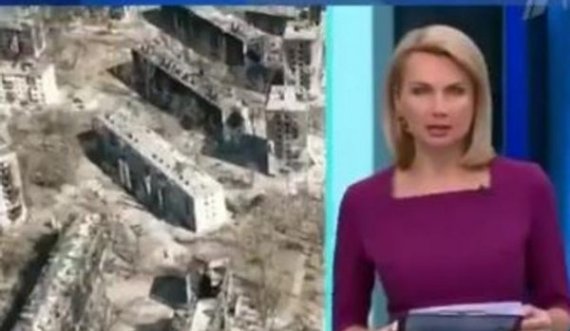 Televizioni rus transmeton rrënojat në Mariupol por fajëson Ukrainën