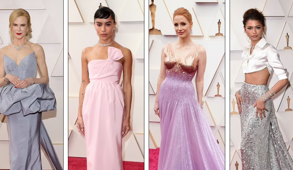 Diamante, pastel dhe kombinime të guximshme/ Të veshurat më mirë në Oscar 2022