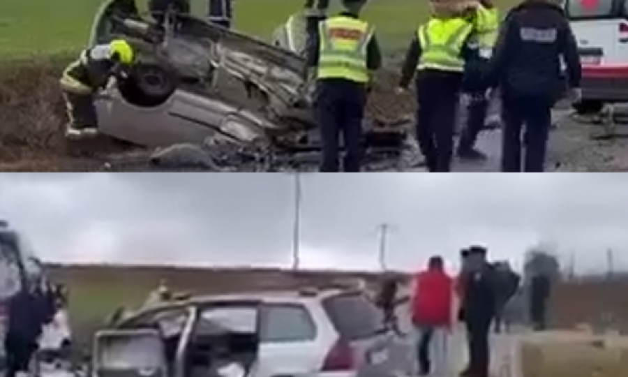 Pamje nga aksidenti ku mbetën të vdekur shoferët e dy veturave në Malishevë