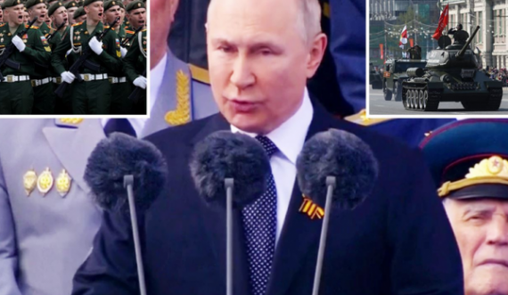 “Gjak në duart e Putinit”, mesazhi shfaqet në televizionet ruse gjatë Paradës ushtarake