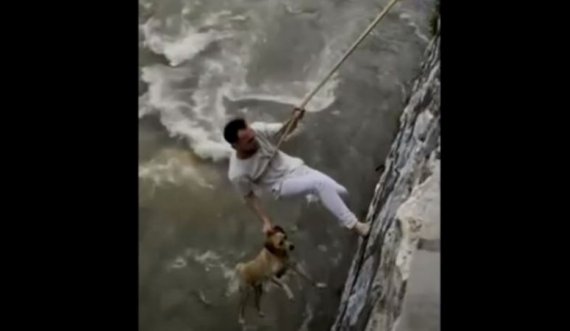 Ky është momenti kur qytetari në Prizren e shpëton qenin nga lumi