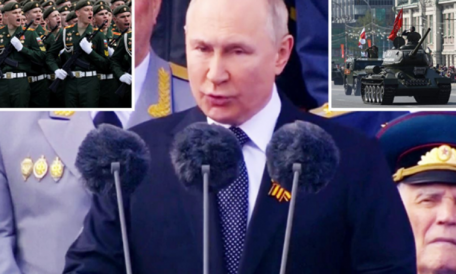 “Gjak në duart e Putinit”, mesazhi shfaqet në televizionet ruse gjatë Paradës ushtarake