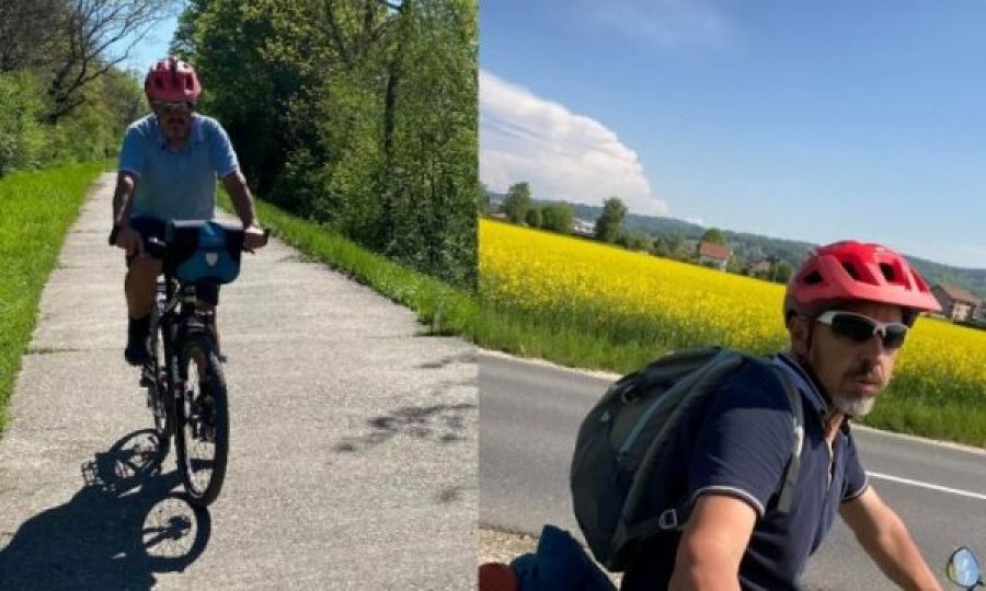 Kosovari vjen me biçikletë nga Zvicra, shpërthen në lot: S’ka kush më pret, prindërit më kanë vdekur