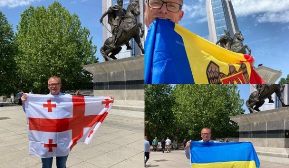 Nga Austria në Prishtinë me flamujt e Ukrainës, Moldavisë e Gjeorgjisë : Njiheni Kosovën