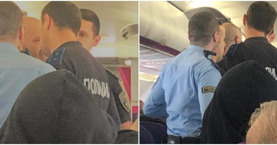 Kosovari zhveshet deri në bel dhe bërtet UÇK në aeroplan, arrestohet nga policia