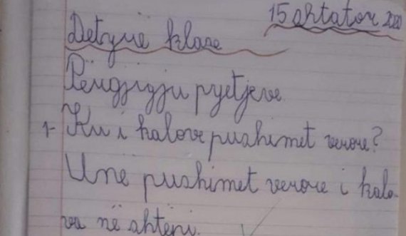 Detyra e parë e shkollës i preku të gjithë: Përgjigja e këtij vogëlushi është ajo e shumicës së shqiptarëve