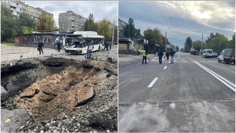 Frymëzuese: Kievit iu desh veç 1 ditë për të riparuar rrugët e shkatërruara nga raketat ruse!