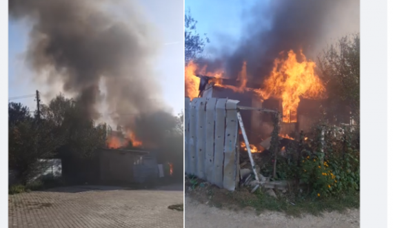 Zjarr i madh në oborrin e QKUK-së, digjet një barakë