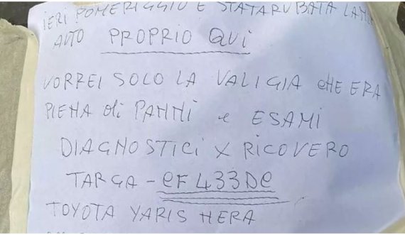I vodhën veturën, i moshuari ofron 1000 euro t’i kthejnë analizat mjekësore që kishte brenda