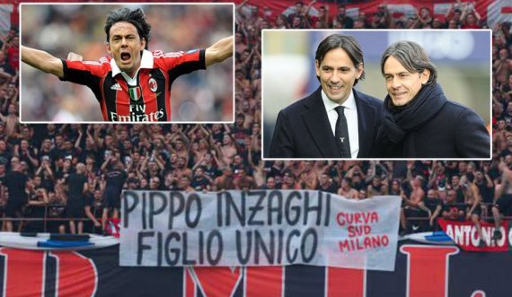 Tifozët e Milanit ‘thumbuan’ trajnerin e Interit në derbi: Pippo Inzaghi, je djalë i vetëm