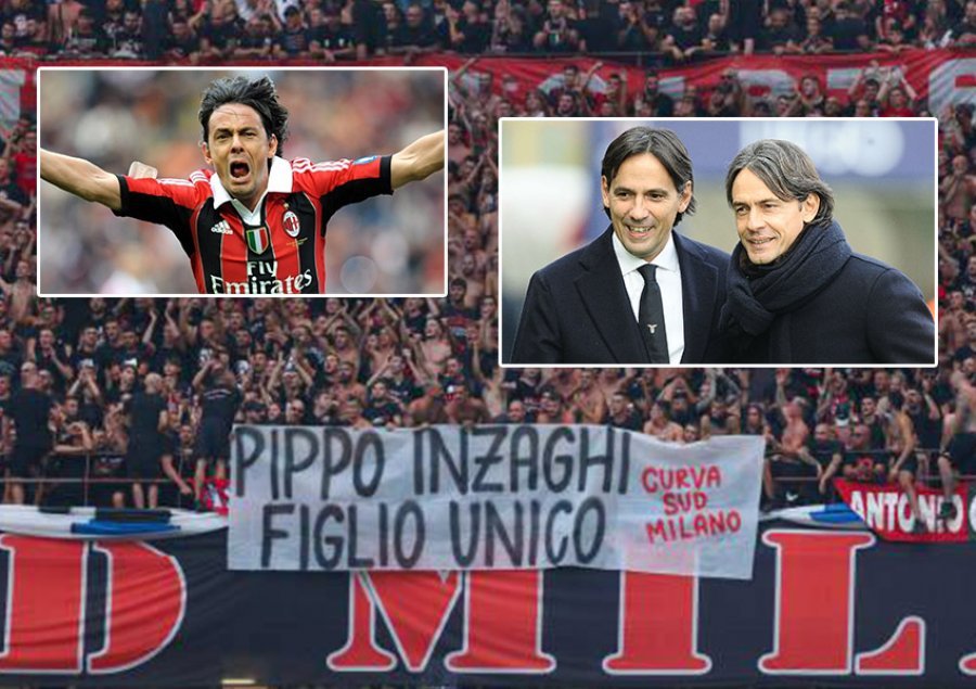 Tifozët e Milanit ‘thumbuan’ trajnerin e Interit në derbi: Pippo Inzaghi, je djalë i vetëm