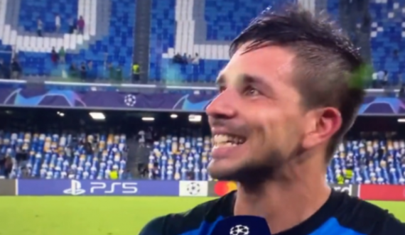 Gjatë intervistës mësoi se skuadra e babit të tij fitoi, reagimi i veçantë i Giovani Simeone
