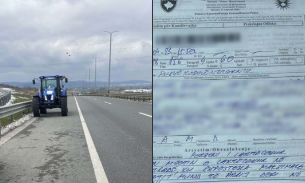 Policia e gjobit shoferin: Po ngiste traktorin në autostradë