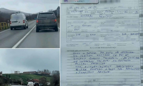 Gjilan: Tejkaloi në vijë të plotë, policia gjobit shoferin me 150 euro dhe i konfiskon patentë shoferin