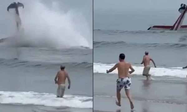 Momenti kur një avion rrëzohet në det