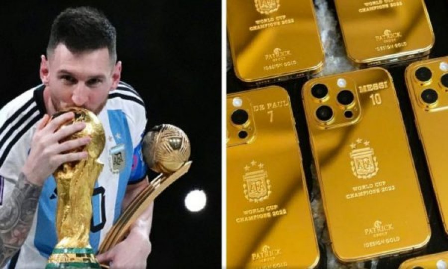 Messi ua bën dhuratë shokëve të skuadrës së Argjentinës nga një iPhone 14s të artë