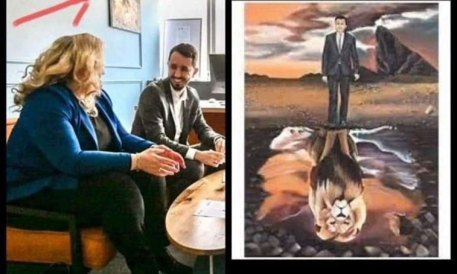 Piktura me Kurtin që sheh veten si luan në zyrë të kryetarit të Kamenicës