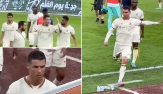 Ronaldo prodhon skandal, i  zemërua pas disfatës dhe provokimeve nga tribuna, godet  shishet e ujit duke dal nga fusha