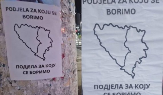 Tuzla mbushet me postera provokues, paraqitet ndarja e Bosnjës dhe Hercegovinës midis Serbisë dhe Kroacisë