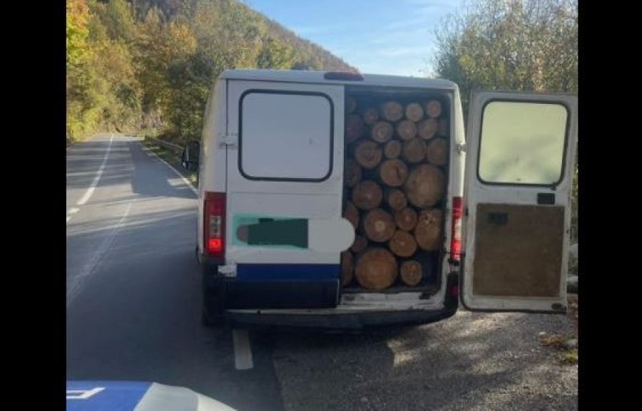 Policia e Kosovës ndalon një furgon në Brod, po transportonte drunj ilegalisht nga malet e Shtërpcës