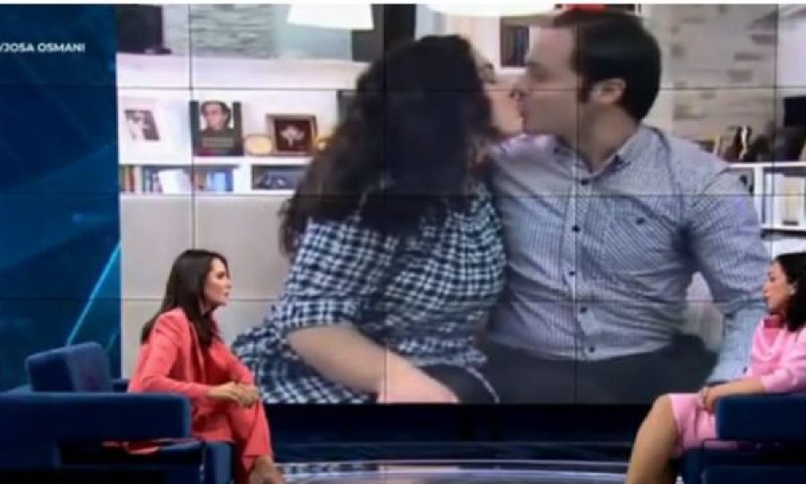 Osmani e komenton puthjen live me bëashkëshortin e saj, gjatë një interviste televizive
