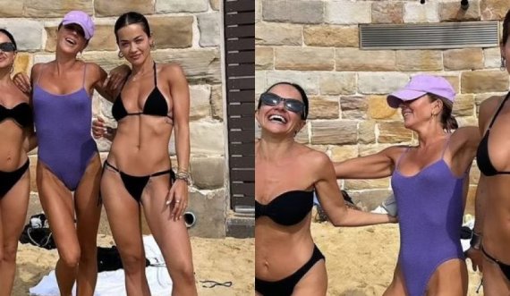 Rita Ora tregon fizikun e saj të mrekullueshëm me bikini të zeza, teksa shijon një ditë relaksuese plazhi