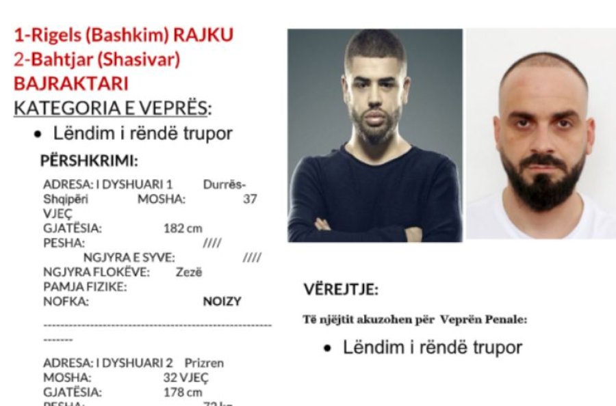 Policia kërkon ndihmë për kapjen e Noizyt dhe Bahtjar Bajraktarit