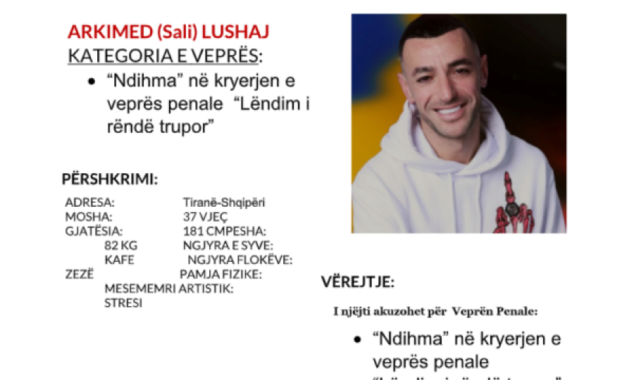 Policia kërkon ndihmë për kapjen e Stresit