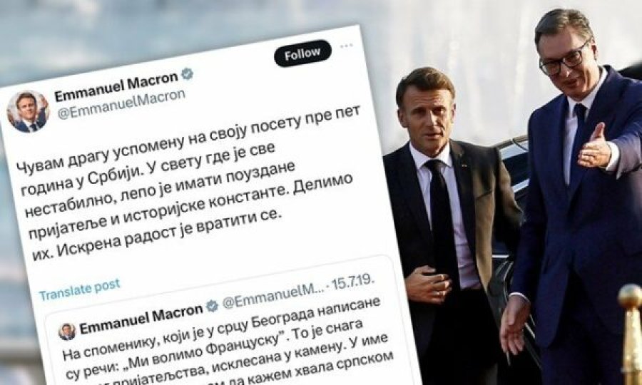 Macron nga Beogradi shkroi në cirilikë: Në një botë ku gjithçka është e paqëndrueshme, është mirë të kesh miq të besueshëm    