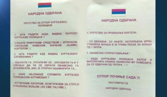 Nëpër fletushka kërcënuese në veri, shkruhen udhëzime se si të sulmohet Policia