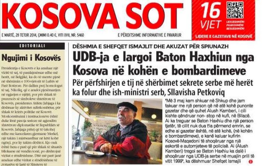Gazeta 'KOSOVA SOT' e guximshme në luftën për liri, e paanshme në informim për 26 vjet rresht të shtetndërtimit