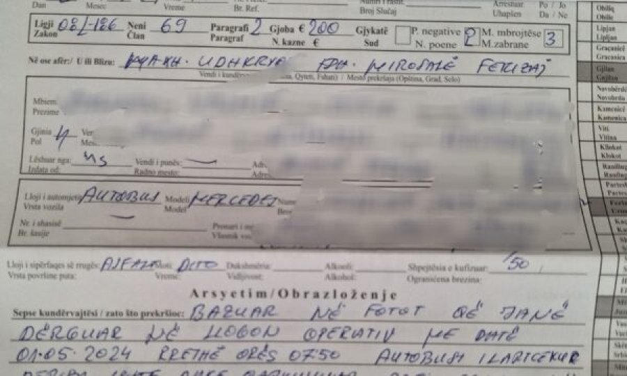 Ferizaj: Tejkaloi në vijë të plotë, shoferi i autobusit gjobitet me 200 euro