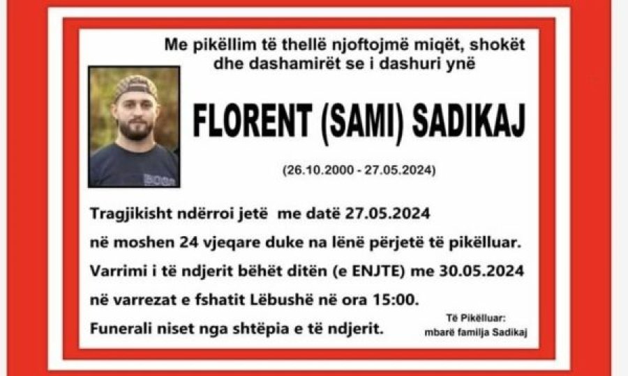 Sot varroset 24 vjeçari nga Deçani që humbi jetën tragjikisht në vendin e punës në Zvicër