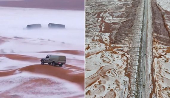Si u mbulua  Arabia Saudite nga një shtresë e rrallë dëbore
