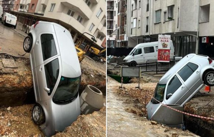 Në këtë vend të Kosovës, vetura përfundon në gropën e hapur për punime në rrugë