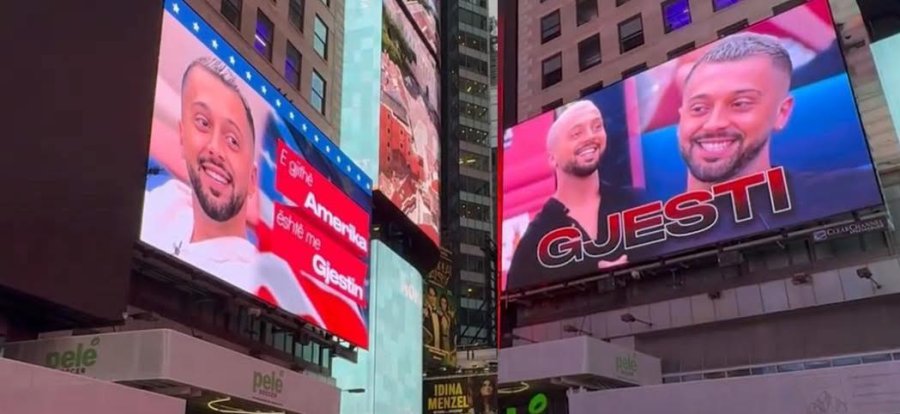 E gjithë Amerika me Gjestin, fotografia e tij shfaqet në ‘Times Square’