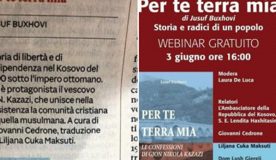 SHTYPI ITALIAN I BËN JEOHNË ROMANIT 'PER TE TERRA MIA – LE CONFESSIONI DI GJON NIKOLA KAZAZI'