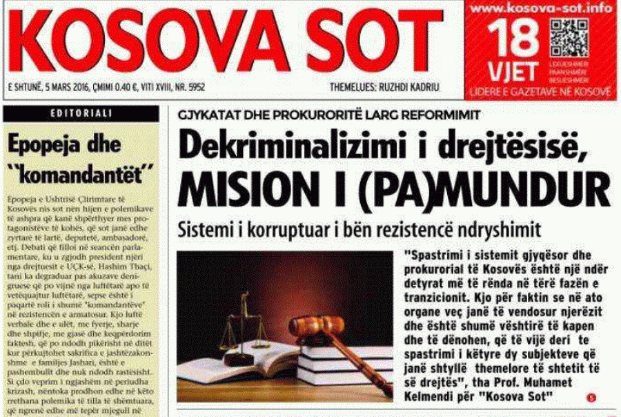 ‘KOSOVA SOT ONLINE’, vazhdon të jetë shembull për gazetari të paanshme dhe të guximshme për më shumë se një çerek shekulli