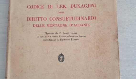 Kanuni i parë i Lekë Dukagjinit i përkthyer në gjuhë të huaj i botuar nga Akademia e Shkencave  të Italisë në vitin 1941